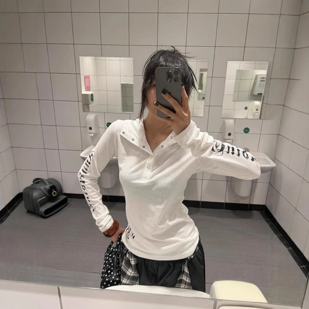 Sudadera con capucha de manga larga estilo Punk para mujer, camisa gótica con sombrilla, Camiseta ajustada de algodón, Top de moda de verano para chica