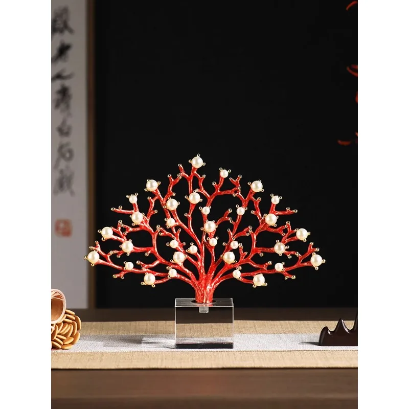 

Modern simple coral tree pearl ornament high-end light luxury jewelry living room high-end desktop home decoration art