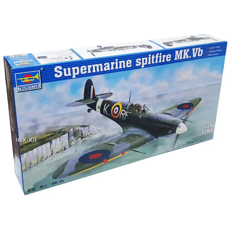 

Trumpeter 02403 1:24 Scale Supermarine Spitfire MK Vb Fighter Aircraft Military Plane Assembly Plastic Model Toy Building Kit