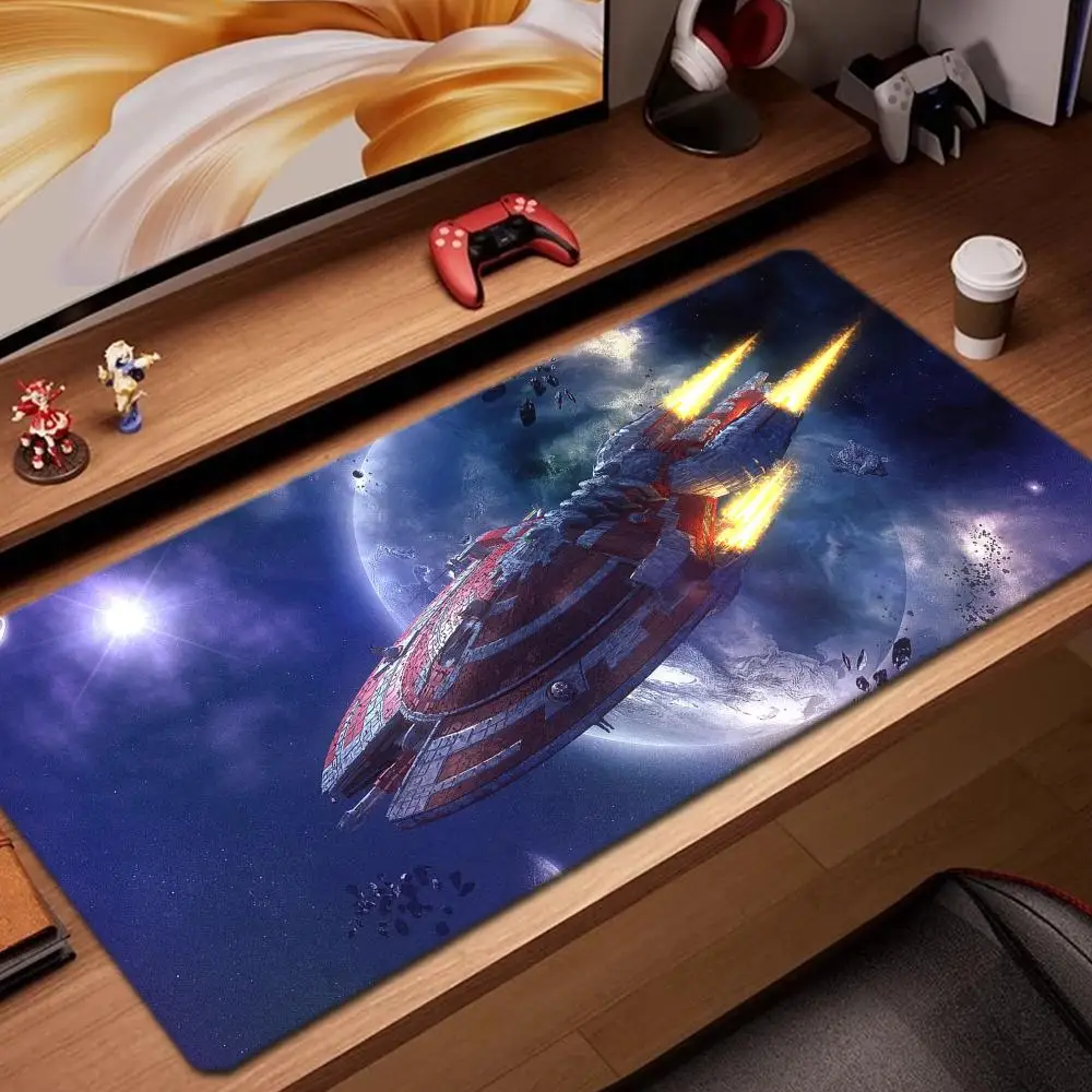

Коврик для мыши Interstellar Warship, игровые аксессуары, коврик для клавиатуры, XXL, большой запирающий край, 900X400 мм, настольный коврик, игровой коврик для мыши