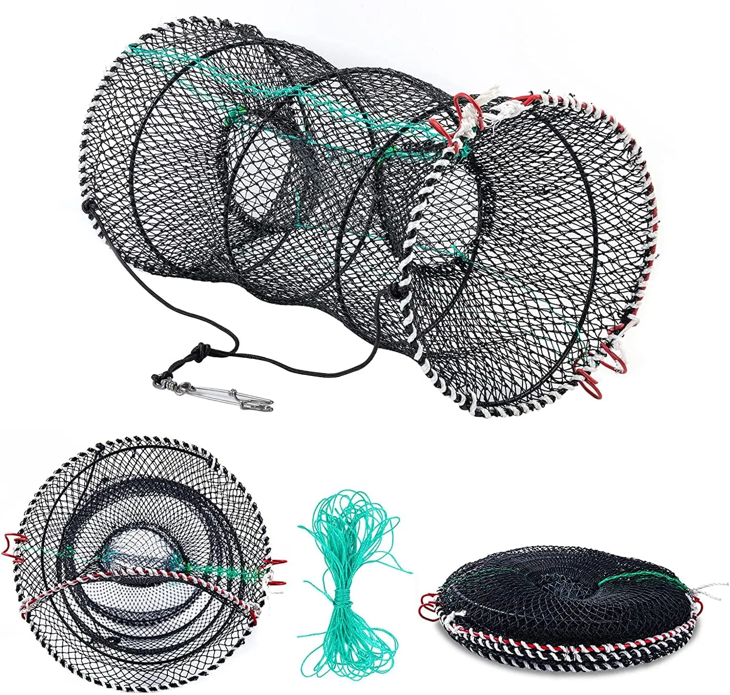 Goture Portable Pop-up Crab Trap Folded Fishing Trap Minnow Crawfish Shrimp Lobster Bait Snare Fish Trap Net with 32ft Hand Rope