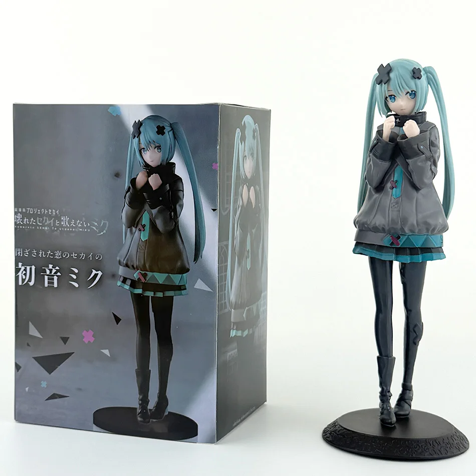 Hatsune Miku Gothic Angel Ver – Figurine Vocaloid, statue en PVC style sombre tenant une peluche raton laveur, cadeau de collection pour les fans et la décoration - France