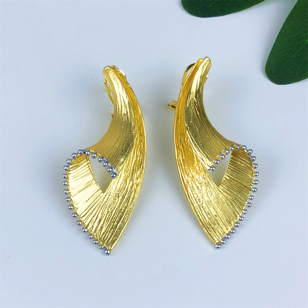 TITI Dubai 18K Gold Plated Women Jewelry Set Classic Design Feather Necklace Earrings Bracelet And Ring 4PCS Set Party Jewelry