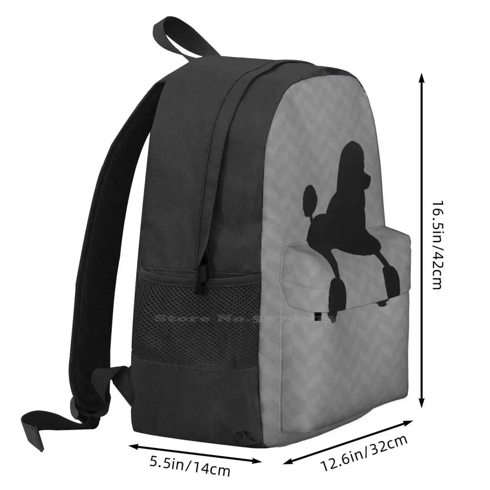 Black Standard Poodle Silhouette Backpack For Student School Laptop Travel Bag Black Poodle Black Standard Poodle Pets Animals