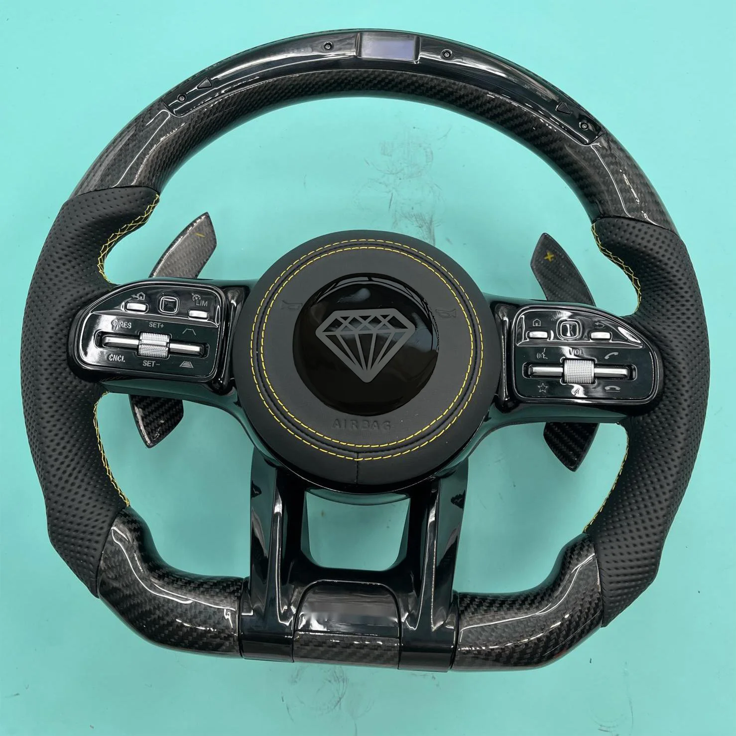 MT Auto Hight-level Customized steering wheel for Mercedes-Benz W205 W211 C257 AMG GT GLE CLA LED Carbon Fiber Steering Wheel