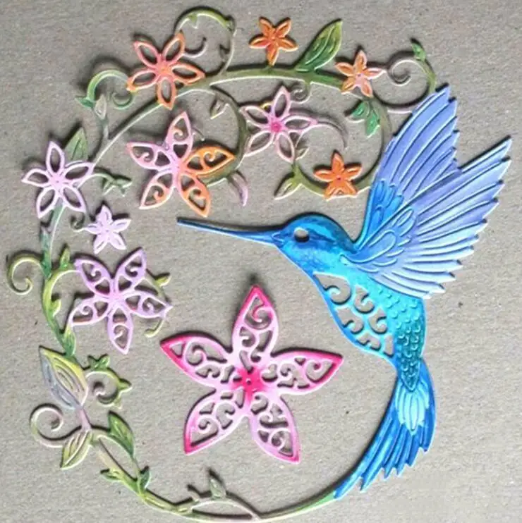 Metal Cutting Dies Humming bird Stencil Scrapbooking Diy Album Stamp Paper Card Embossing Decor Craft Knife Mould