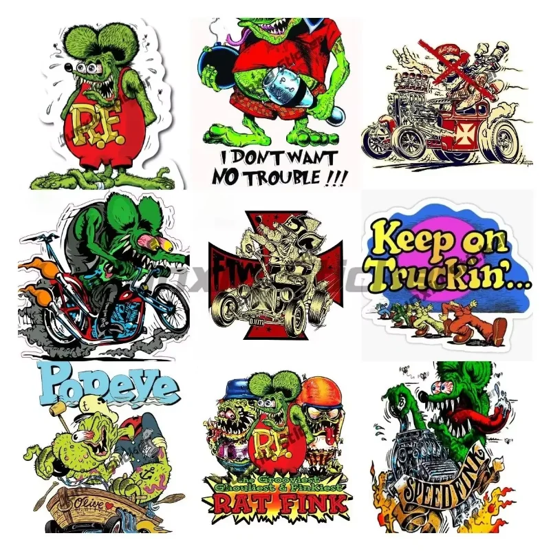 

Creative Crazy Rat Fink Hot Rod Mouse Vintage Racing Vinyl Sticker Graphic Scratch-Proof Sunscreen Waterproofing Decorative