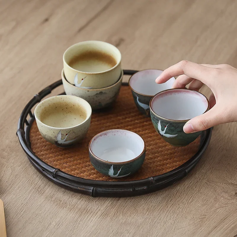 CHANSHOVA 100ml Chinese Retro Style Kiln Change Handmade Ceramic Teacup China Porcelain Tea Cup Coffee Cups Tea Bowl Set H501