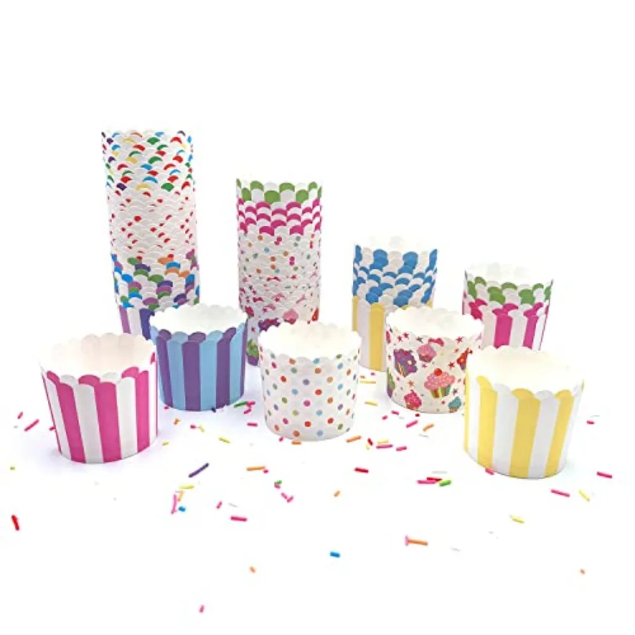 Random Colorful Premium Greaseproof Cupcake Paper Liners No Muffin Pan Needed Cupcakes Papers