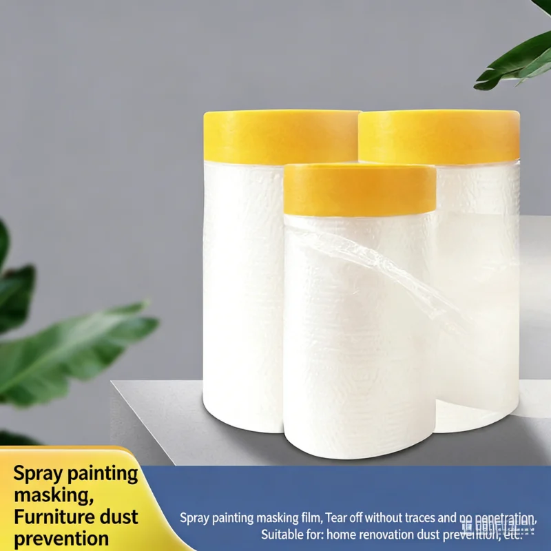 Tape and Drape, Pre-Taped Masking Film, Paint Adhesive Protective Film Roll for Covering Skirting, Frames, Cars and Auto Body