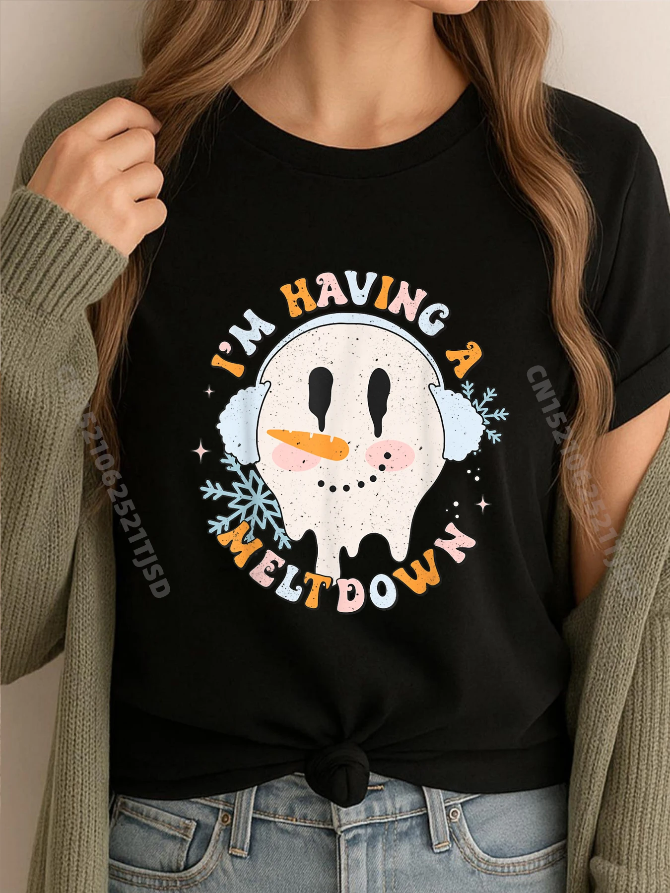 

Ретро Рождественский милый снеговик I M Having A Meltdown Groovy Роскошная одежда Осенняя мужская одежда 2025 День Святого Патрика