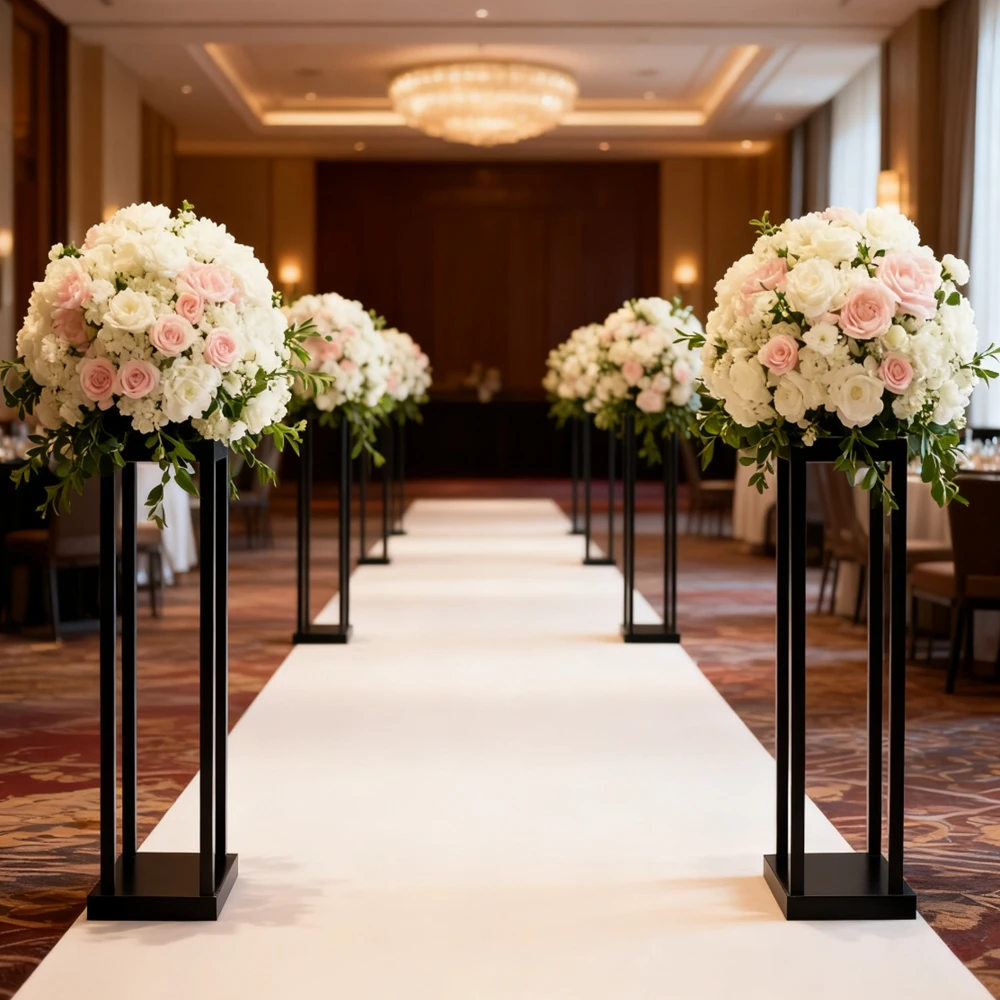 

10pcs)60-100cm)Flower Stand Wedding Decoration black Backdrop Wedding Walkway Aisle Pedestal Flower Vase Stand