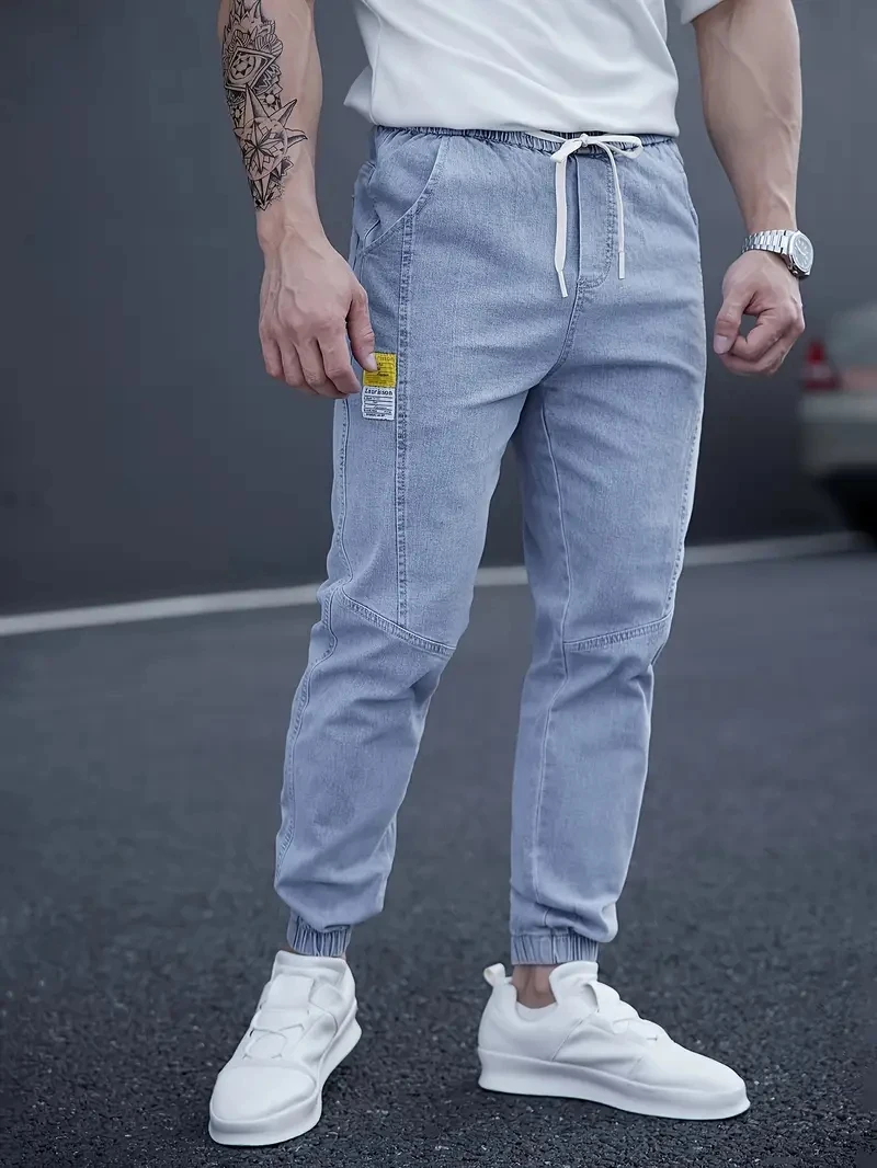 

2025 Spring Autumn Black Blue Cargo Jeans Men Streetwear Denim Jogger Pants Men Baggy Harem Jean Trousers Plus Size