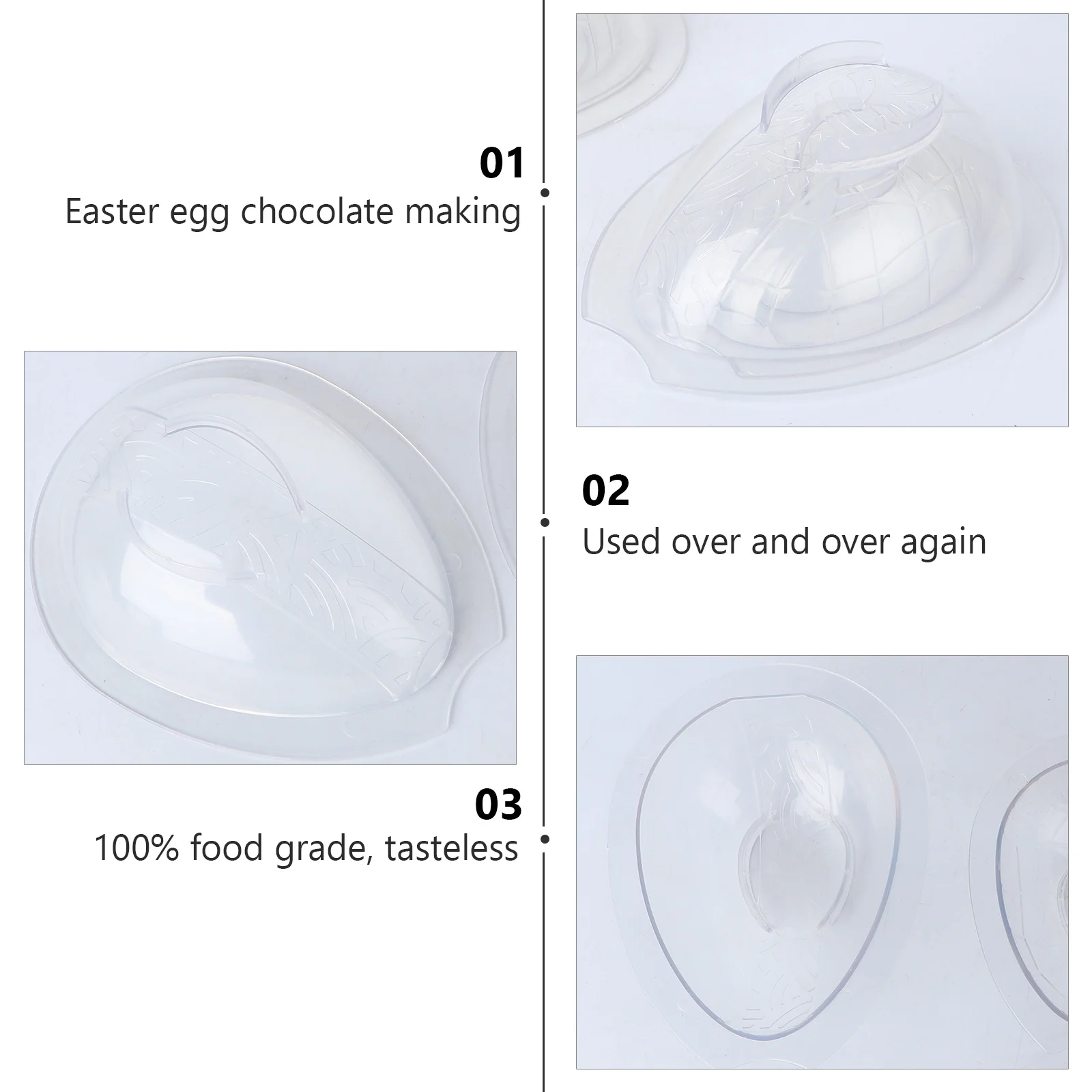 

6Pcs Easter Eggs Cake Mold Transparent Plastic Chocolate Candy Mold DIY Baking Tool Kitchen Baking Supplies Easter Decoration