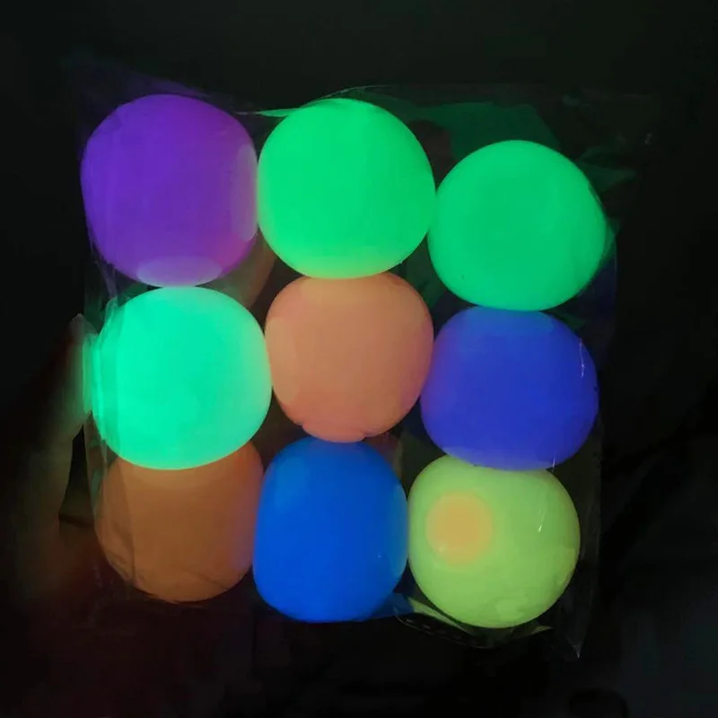 3/6Pcs Sticky Wall Balls Ceiling Balls Stress Relief Luminous Fun Decompression Sticky Ball Anxiety Relief Glowing Ceiling Balls