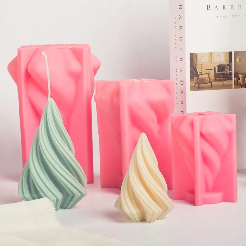 

3D Pointed Spiral Candle Silicone Mold Rotating Wave Geometry Cake Chocolate Silicone Mold Soap Mold