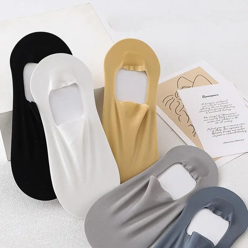 Ледяные шелковые носки-лодочки, женские невидимые носки, чулочно-носочные изделия, женские и мужские носки, нескользящие летние повседневные дышащие носки без следов, Calcetines