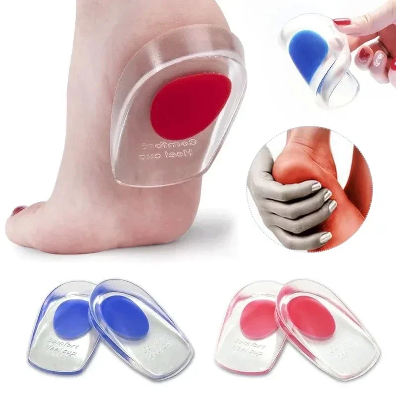 Silicone Gel Insoles Pain Heal Cushion Bone Spurs Pain Relief Heel Cushion Thickened Soft Half Heel Insole Pad Height Increase