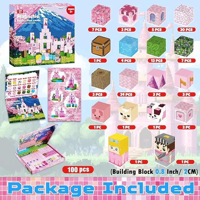 

Magnetic Blocks DIY Models Toys for Boys Girls 3+ Forest House Building Block Stacking Cubes STEM Game Sensory Gift for Children