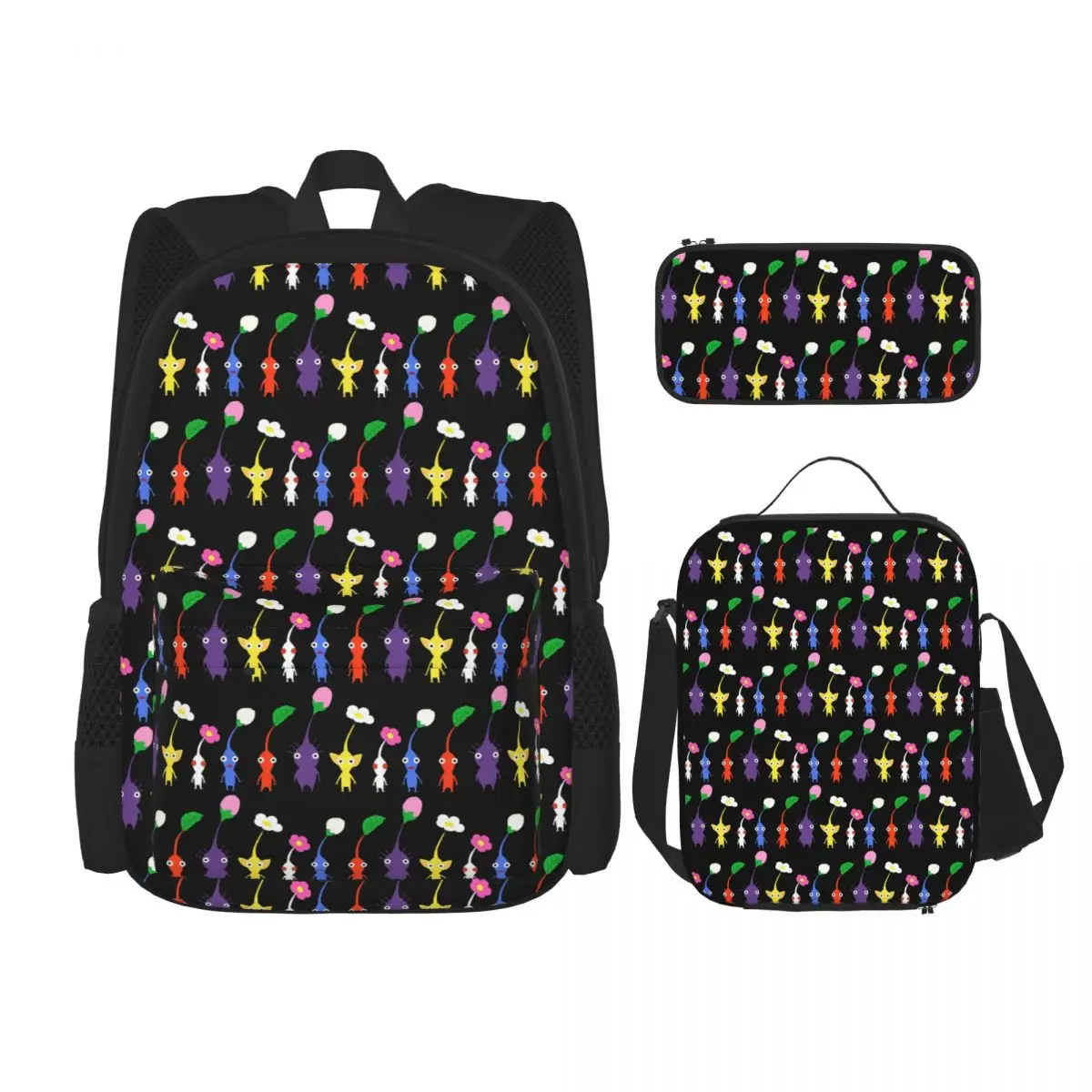

Cute Pikmin Pattern Blue Backpacks Children Bookbag School Bags Rucksack Lunch Bag Pen Bag Three-Piece Set