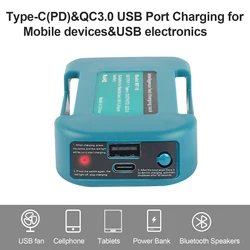 USB 충전기가 포함된 Makita 18V 리튬 이온 배터리용 배터리 어댑터 및 Makita 18V 리튬 배터리용 Type-C PD 전원 충전기