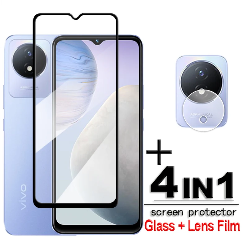 

For Vivo Y02 Glass Vivo Y11 2023 Y02A Y02 Tempered Glass 2.5D Full Cover Glue HD Screen Protector Vivo Y02 Y02A Film 6.51 inch