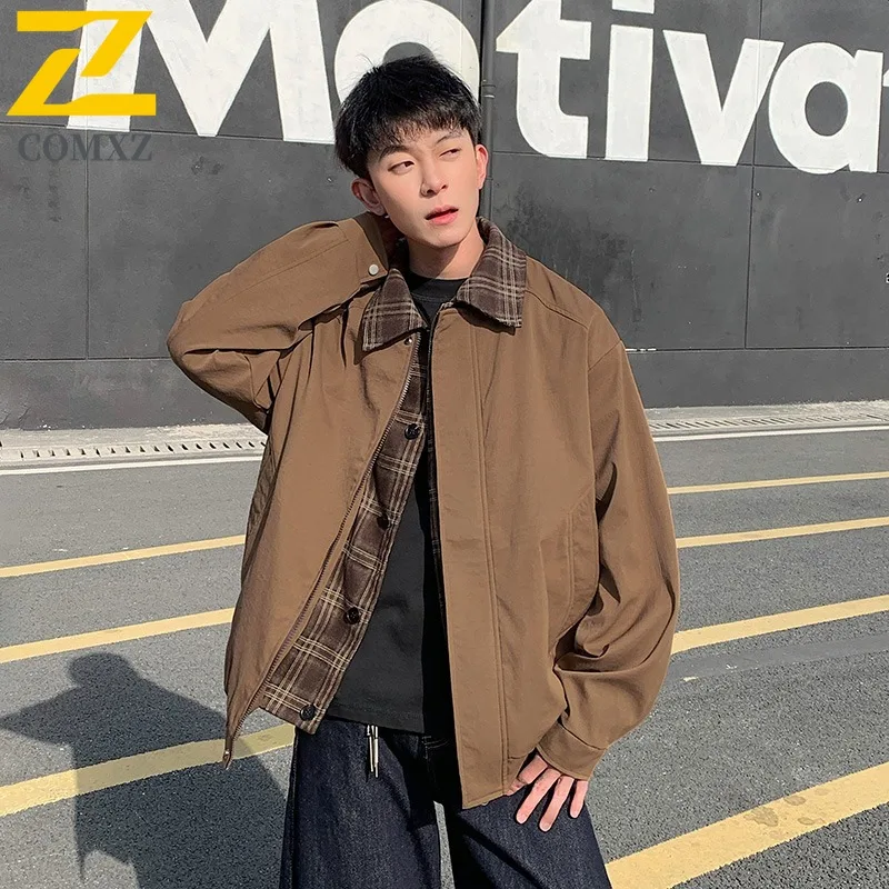 

Мужская куртка COMXZ, весна 2024, отложной воротник, износостойкая ветровка для кемпинга и пешего туризма, повседневное спортивное пальто с сеткой