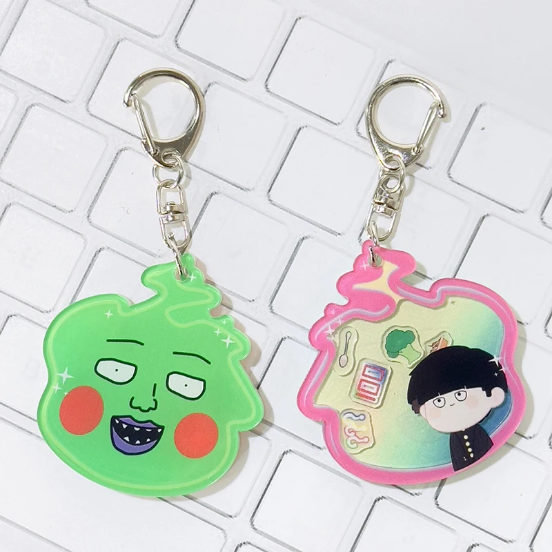 Random 1pc Anime Cute Keychain Kawaii Acrylic Pink School Bus Shake Toys Key Chains Bag Pendant Gifts For Kids