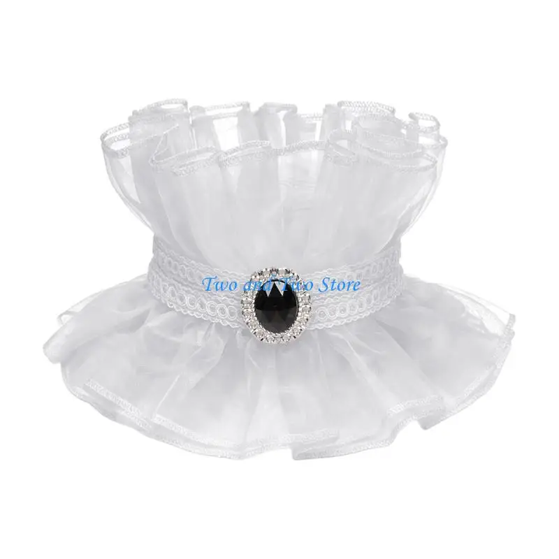 HX6F Detachable Collar Lace Ruffle Collar for Gothic Outfit and Costume Neck Styling