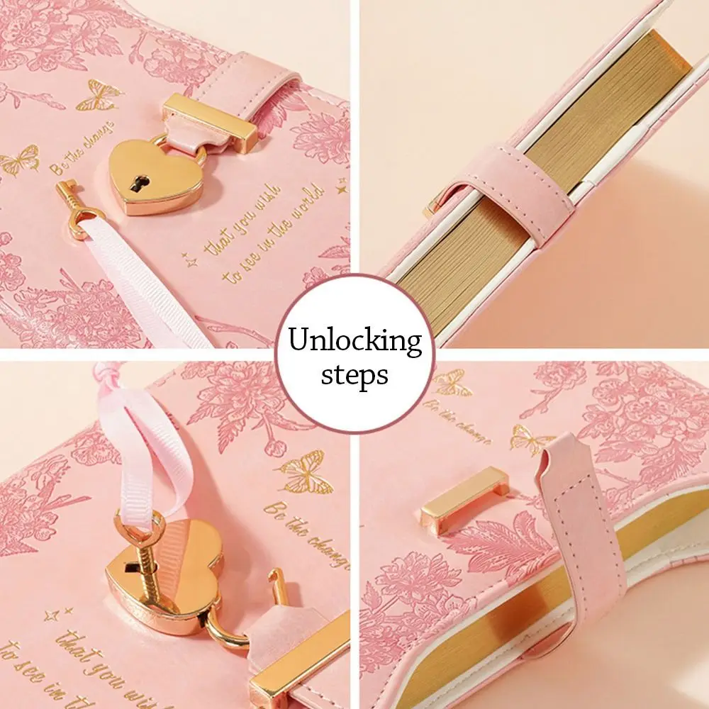 Business Gift with Love Lock Keys Diary Notebook B6 Size PU Leather Notepad 360 Pages Cute School Office Supplies