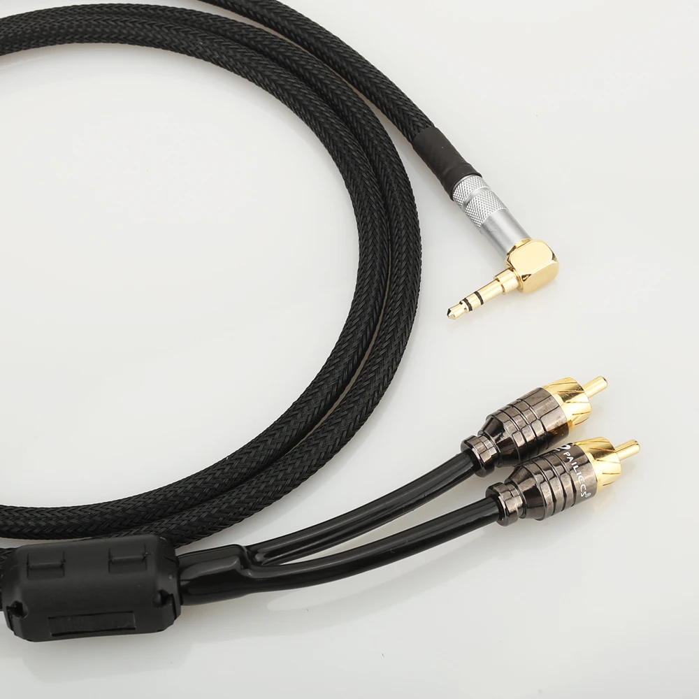 Hifi 3.5mm to 2RCA Audio Cable 90degree 3.5MAuxiliary Adapter Stereo Splitter Cable AUX RCA Y Cord for Smartphone Speakers Table