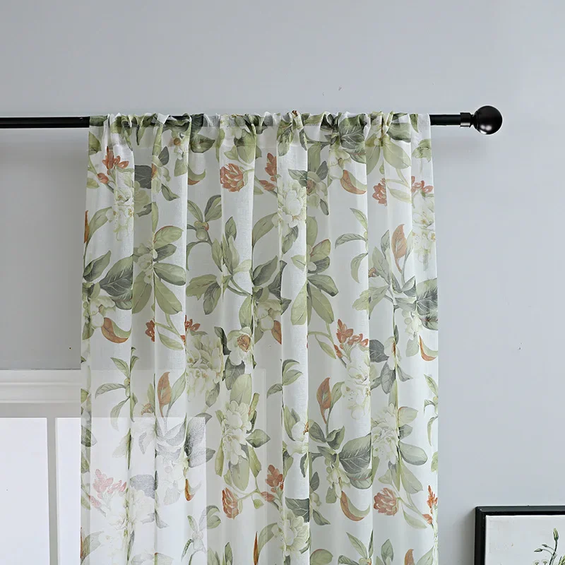 PP1002American printed cotton and linen window screen small curtain semi-blackout curtain fabric