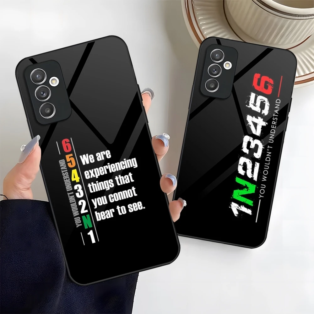 1N23456 Motorcycle Gear Biker Designed Phone Case Glass For Samsung S25 S24 S20 S21 S22 S23 Ultra Fe Plus A05 A06 A16 A26 A36 A5