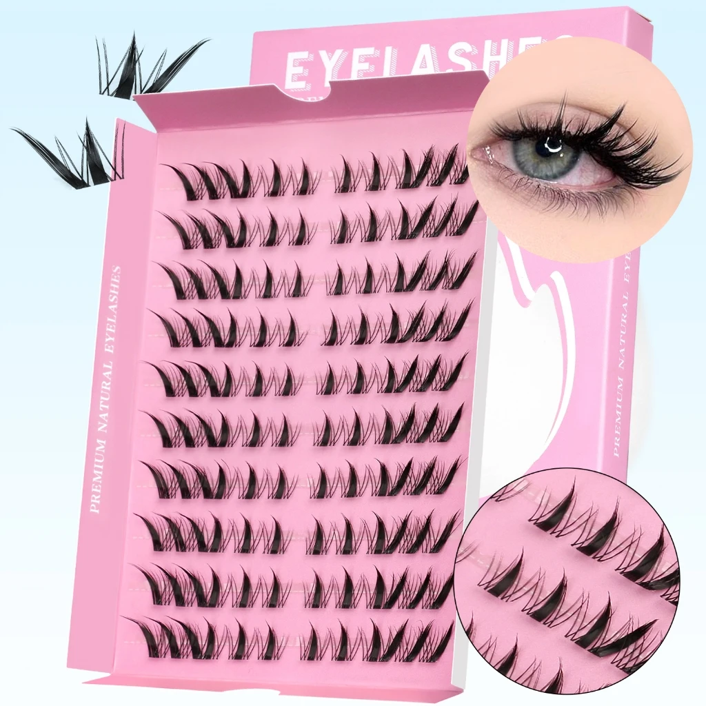 VELTRINAY Wimpern-Cluster Fox-Eye-Wimpern Wispy Cluster Wimpernverlängerungen Cat-Eye-Wimpern DIY Wimpernverlängerung Make-up