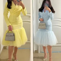 AsaNagi Customized Elegant Draped V-neck Mermaid Evening Gown Bespoke Occasion Tea Length Formal Women's Dress