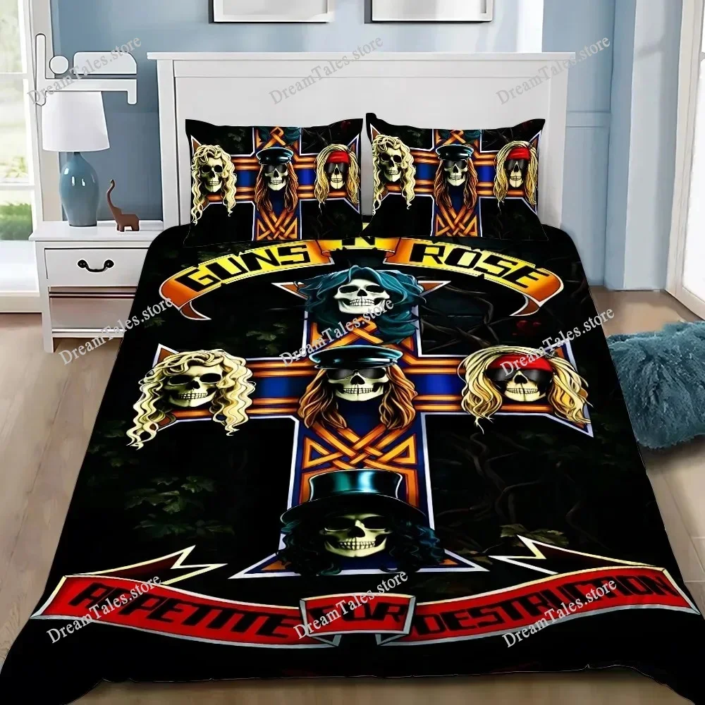 

Duvet Cover Pillowcase Bedding Set Hot Band G-Guns N R-Roses Adult Boy Girl Bedroom Decoration Children Single Double Large Size
