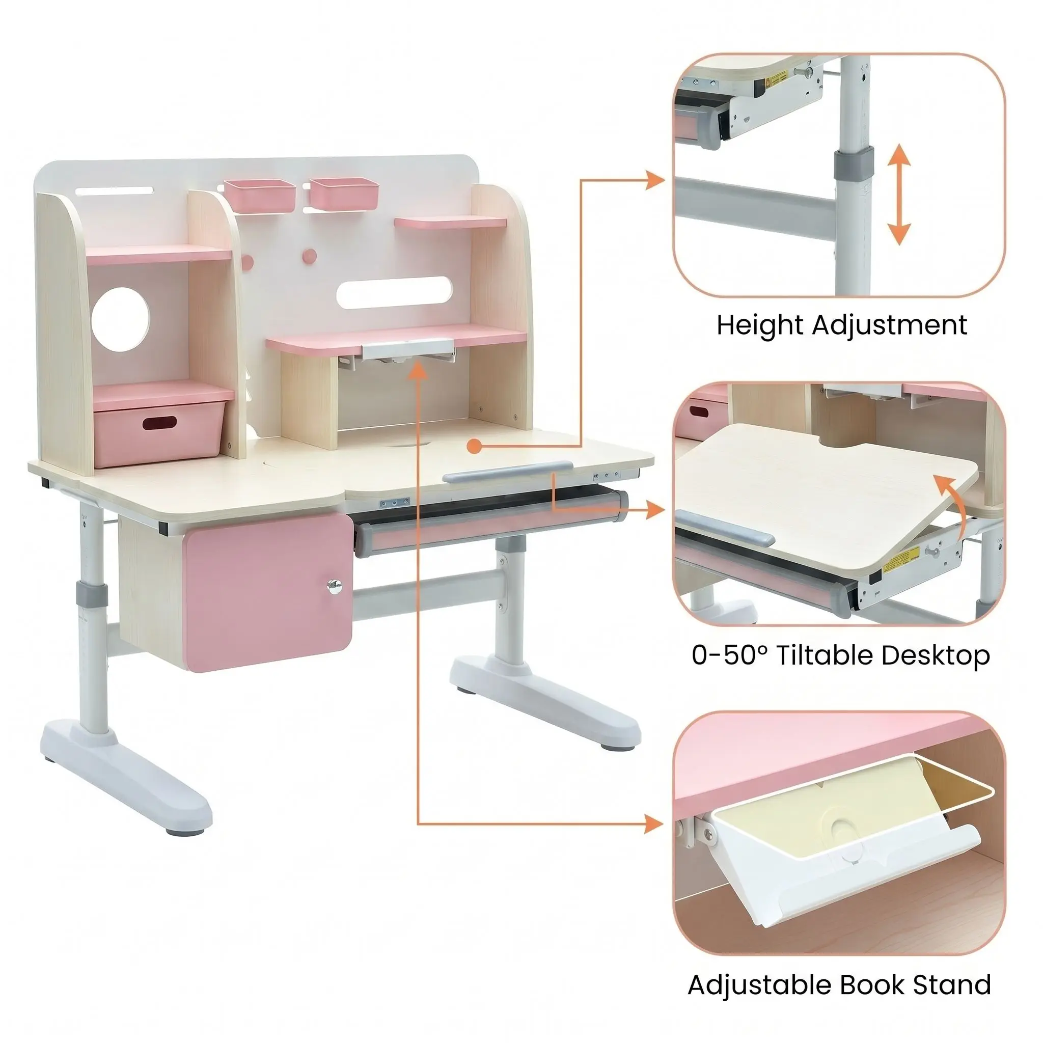 Cheap Wood Height Adjustable Student Writing Desk Set Ergonomic Wooden Kids Study Table and Chair for Children view 3