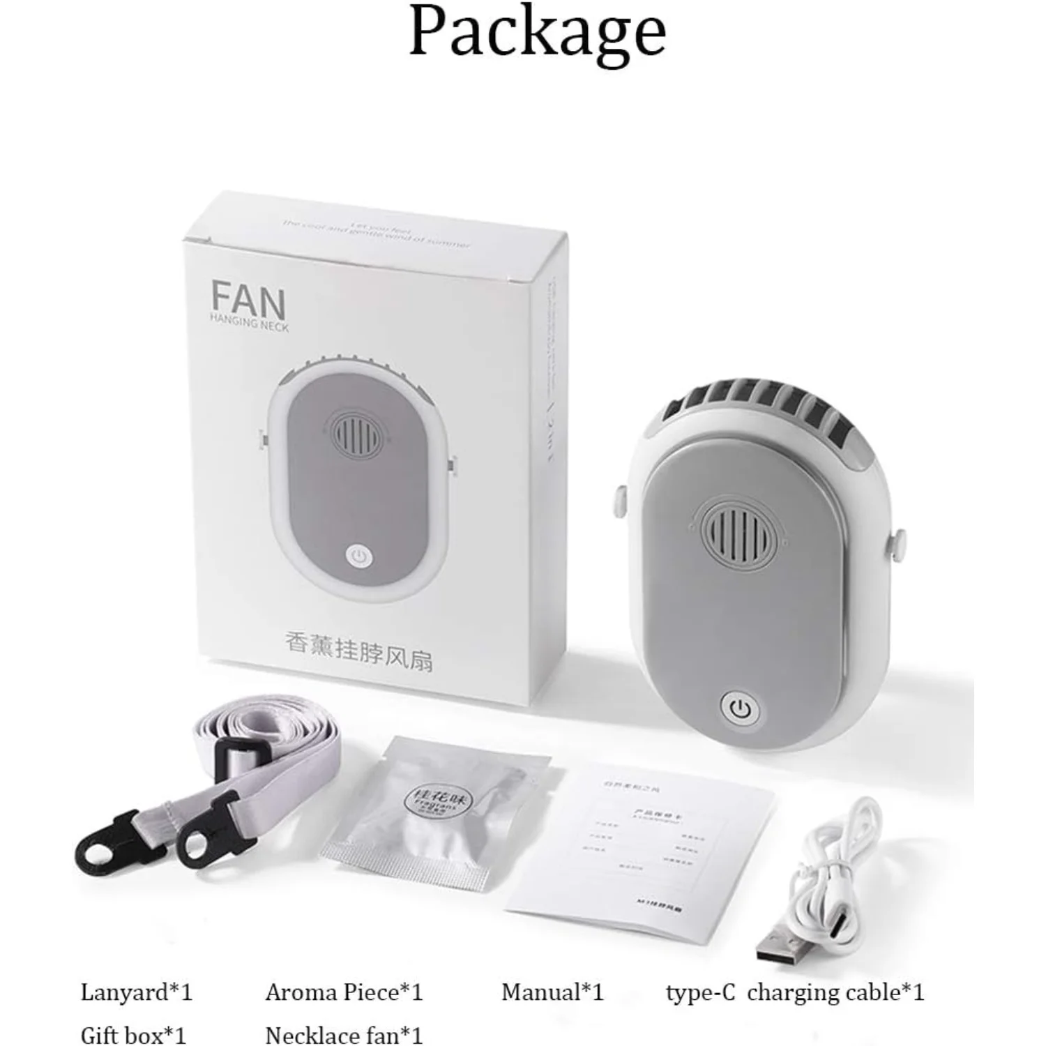 Portable Hanging Neck Fan Wearable Personal Handheld Fan Battery Operated USB Rechargeable  Speed Mini Handheld Air Cooling Neck