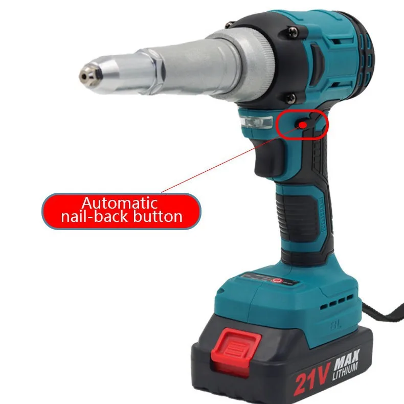 21 В бесщеточный аккумуляторный электрический заклепочник 2,4-4,8 мм, промышленный и аккумулятор «сделай сам», автоматическая заклепка