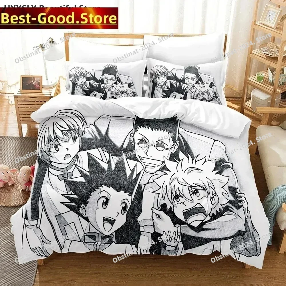 Hunter X Hunter Japanese Anime 3D Printing Comforter Bedding Set,Duvet Cover Bed Set Quilt Cover Pillowcase,King Queen Size Kid