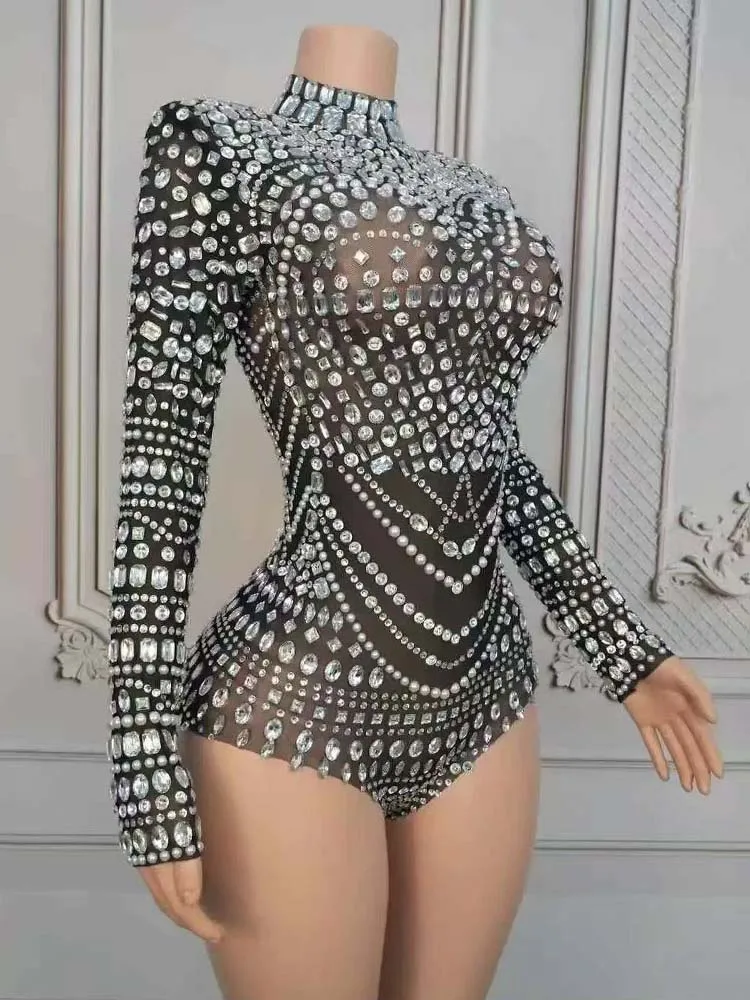 Tuta in rete nera elastica sexy con stampa a caldo di alta qualità 2025 Nuovi abiti da donna personalizzati alla moda