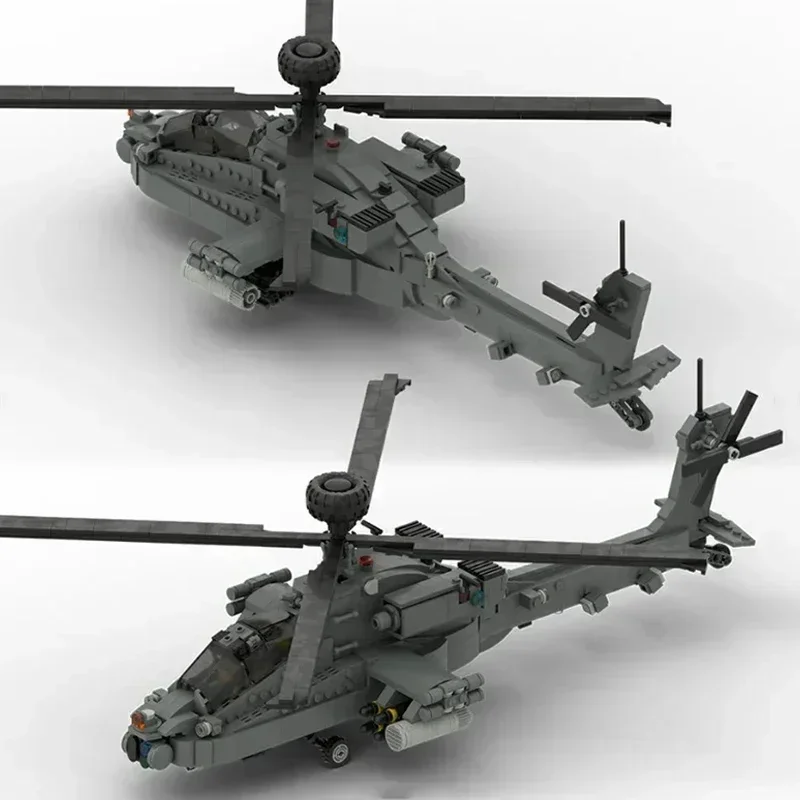 Moc Building Bricks Military Model Boeing AH-64 Apache Fighter Technology Modular Blocks Gifts Toys For Child DIY Sets Assembly