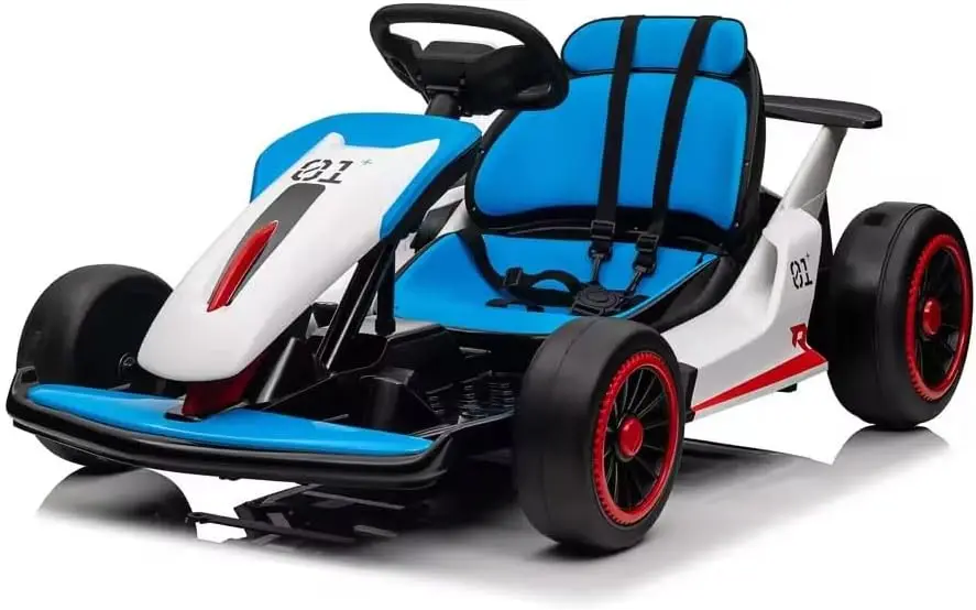 Planet X8 24V Electric Go Kart, 300W Drift Kart, with 2 Speeds, Wireless, Music, Soft Start, 7AH Large Battery ＆ 5-Point Safety