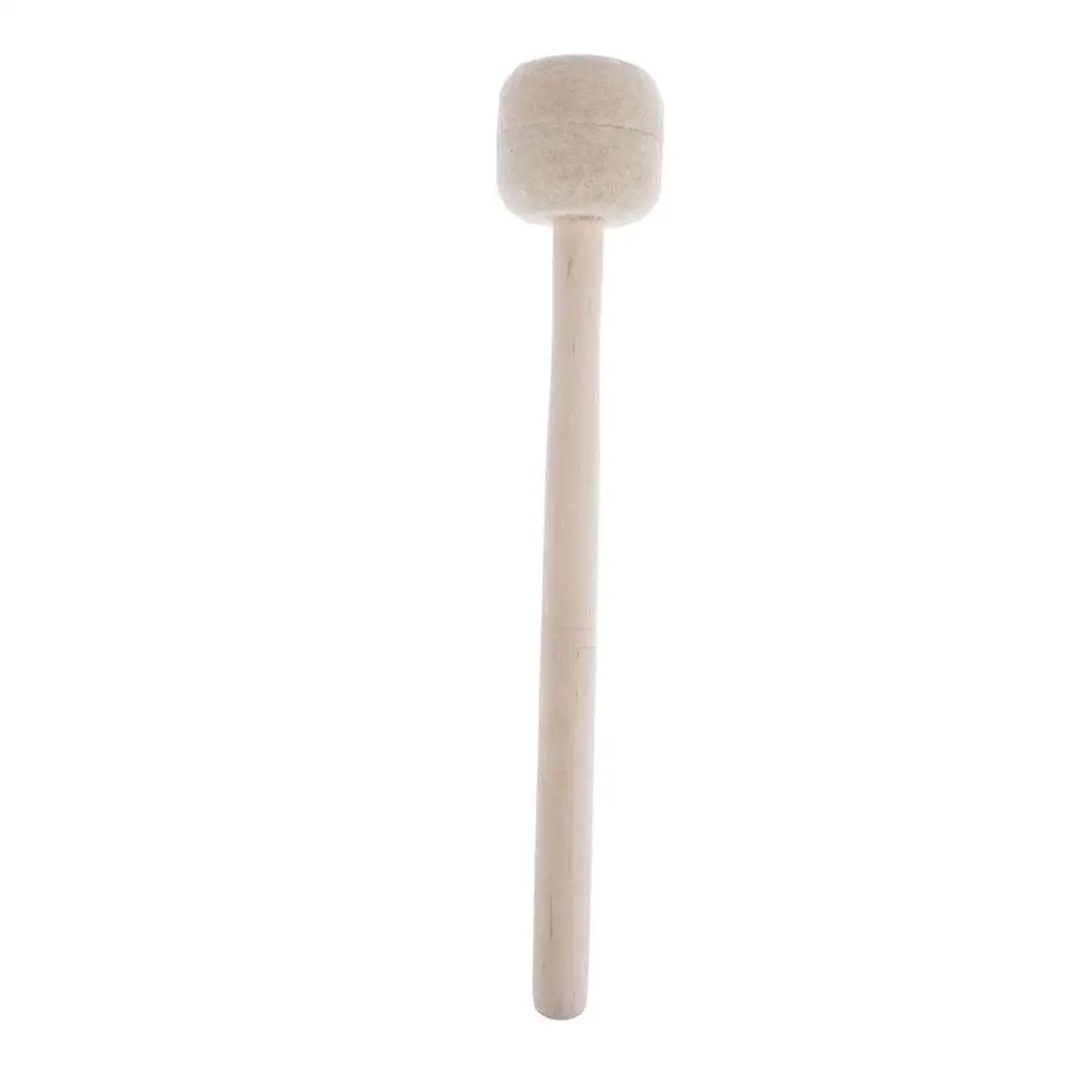 Bass Drum Mallet Wool Felt Head Percussion Mallets Timpani Sticks with Wood Handle, White