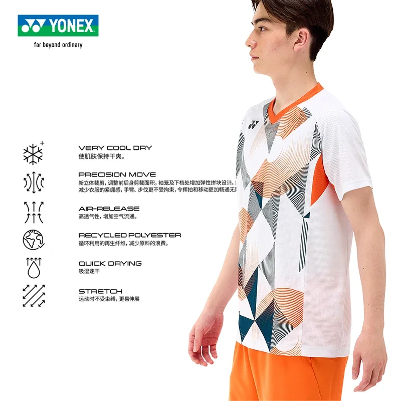 YONEX 2024 Neue Badminton-Kleidung für Herren und Damen, kurzärmelig, schnell trocknend, schweißabsorbierend, atmungsaktiv, Trainingsanzug-T-Shirts