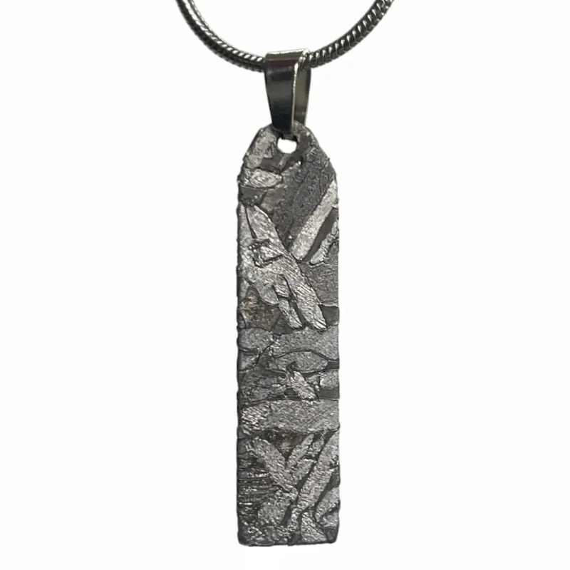 Muonionalusta Meteorite Long Strip Pendant Natural Iron Meteorite Space Stone Necklace Collectible Ornament LK583