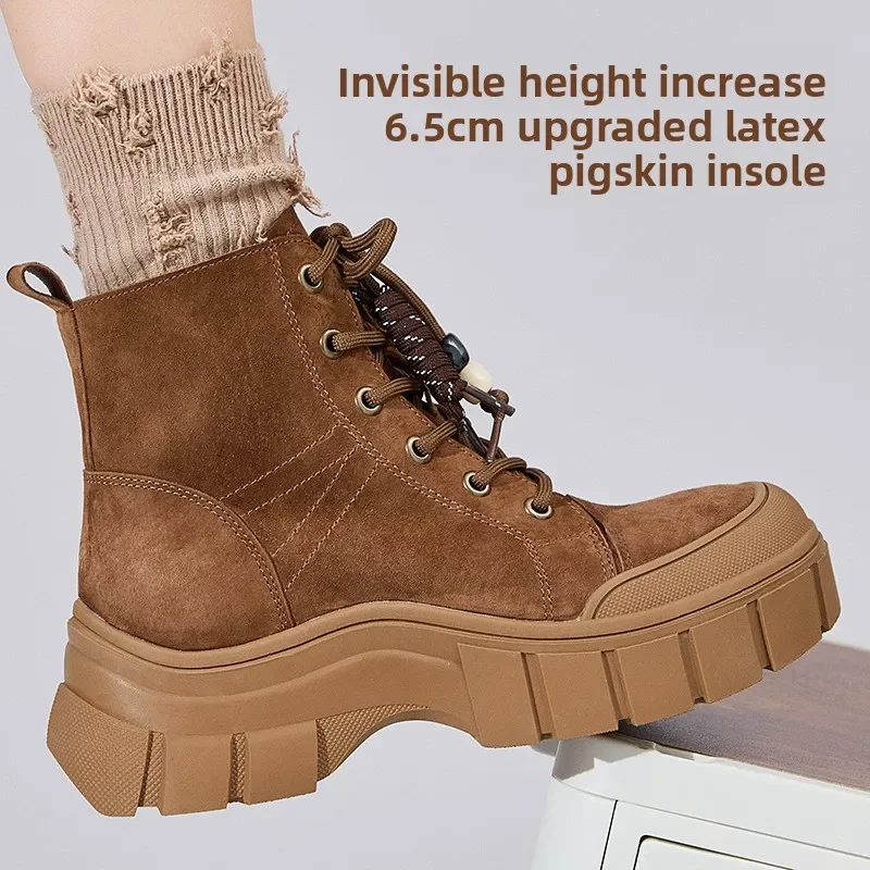 Women's Hiking Shoes, Height Increasing Work Shoes Thick Soled Fashionable Outdoor Camping Tourism Leisure Sports Tactical Boots