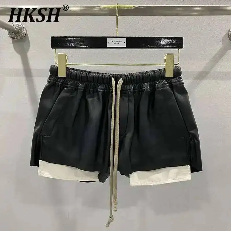Hksh Frauen Flut ro Stil Pu Leder Shorts Streetwear Mode Tasche bequem neue vielseitige dunkle schicke y2k Punk Capris h2512