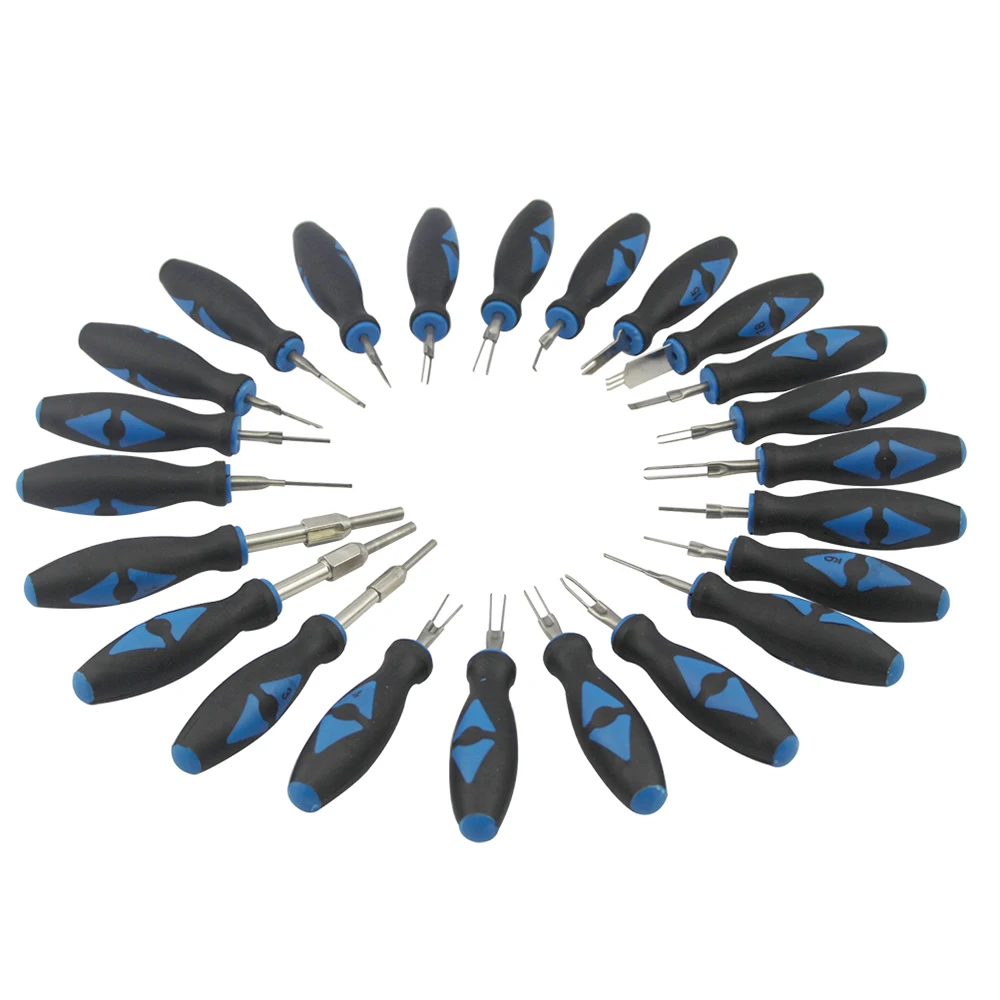 23PCS Universal Terminal Release Tools Set Harness Connector Remover Tool Package Hand Tool Kit with Plastic Toolbox Storage