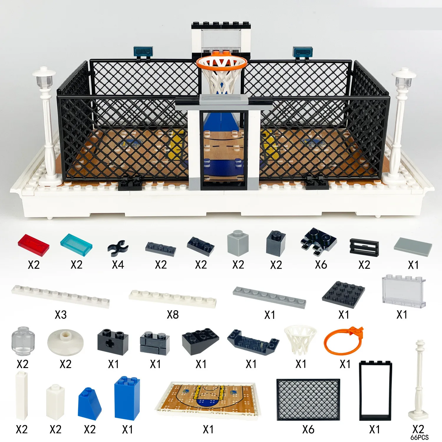 City Basketball Stands Court Platebase Building Block Star Figures Parts MOC Bricks Model Kits Education Toys